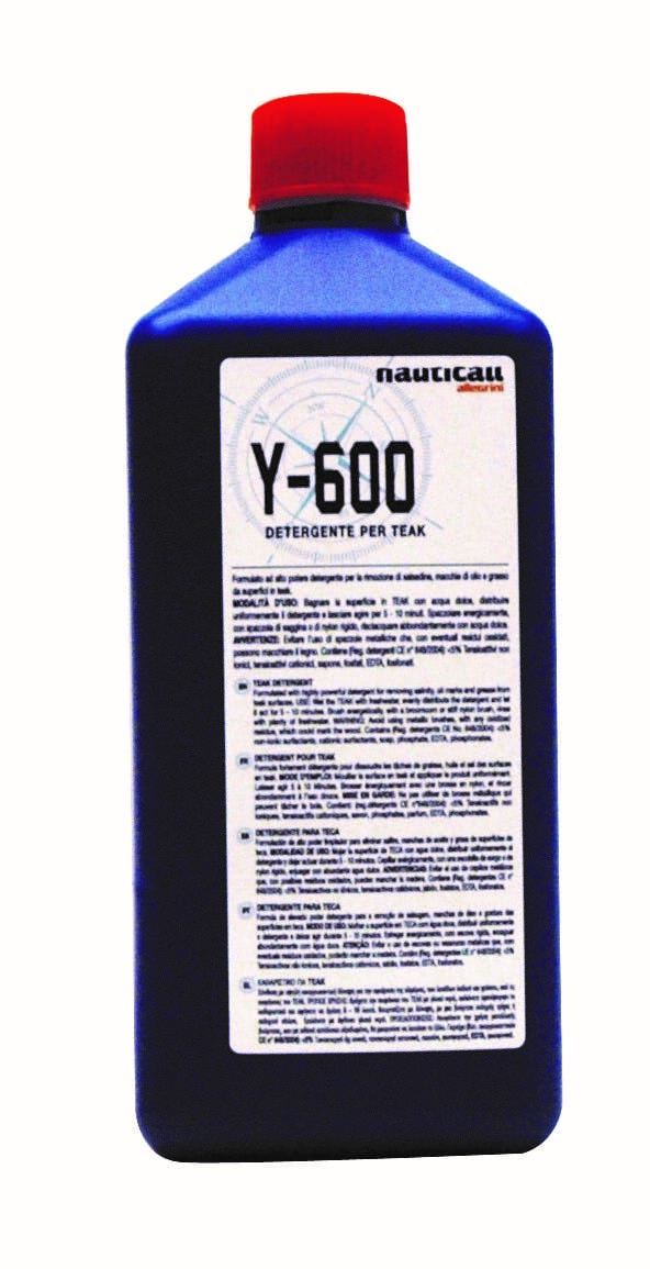 Y-600 DETERGENTE PER TEAK 1LT (UN 1719,8,III) Formulato ad alto potere detergente per la rimozione di salsedine,macchie di olio e grasso di superfini in teak.