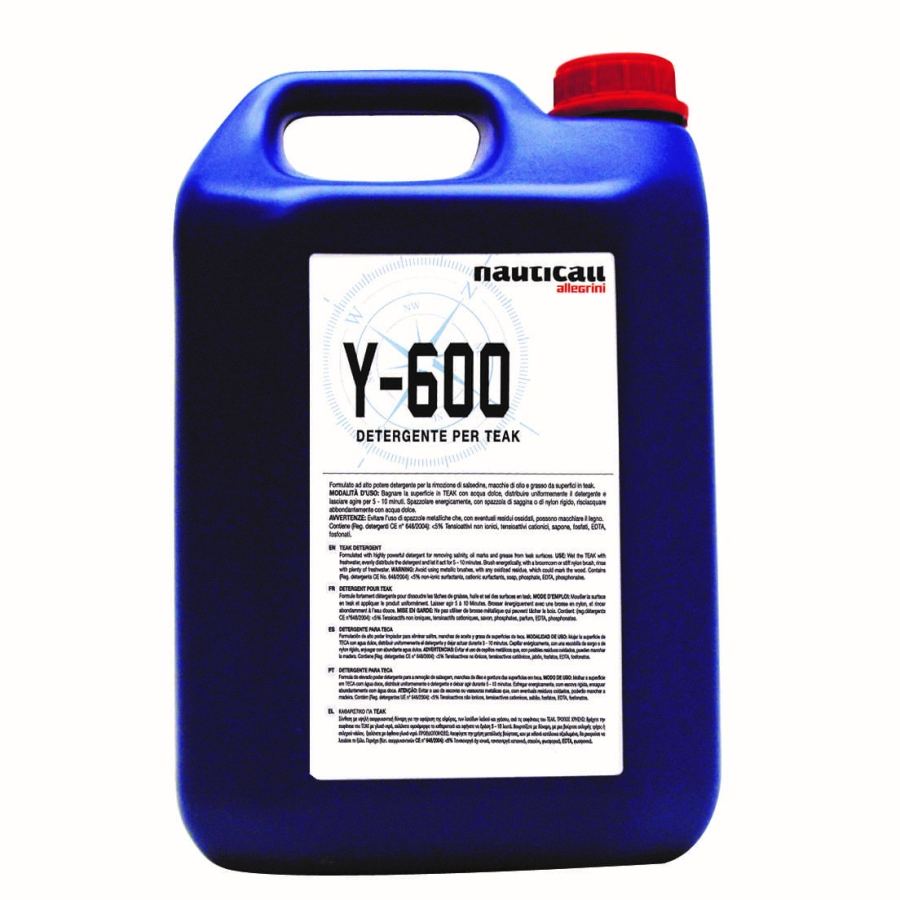 Y-600 DETERGENTE PER TEAK 1LT (UN 1719,8,III) Formulato ad alto potere detergente per la rimozione di salsedine,macchie di olio e grasso di superfini in teak.